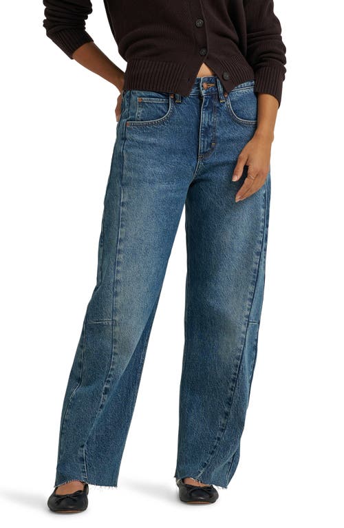 Lee Rider Low Slung Raw Hem Barrel Leg Jeans In Blue