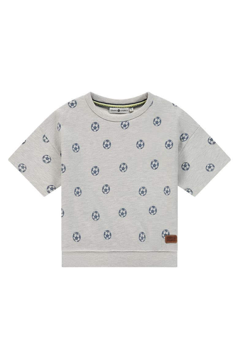 Pullover Short Sleeve Sweat Top, Main, color, Light Grey Melee