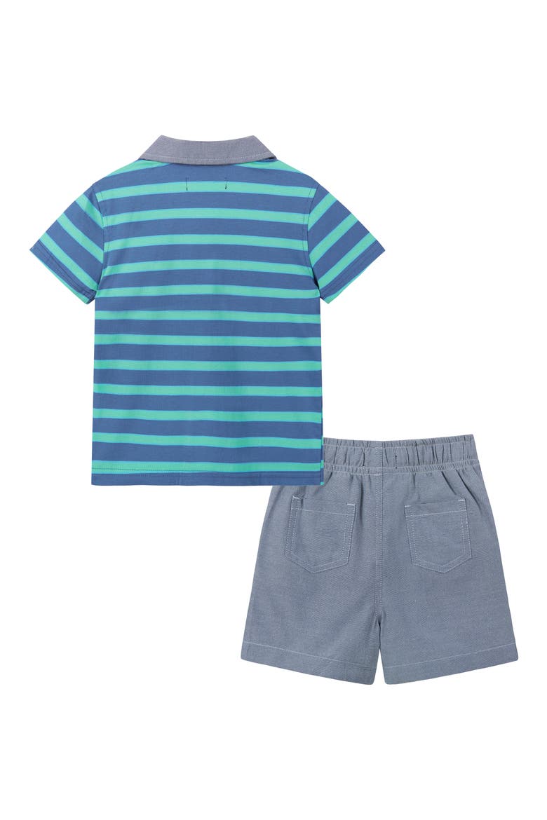 Stripe Stretch Cotton Piqué Polo & Shorts Set, Alternate, color, BLUE STRIPE