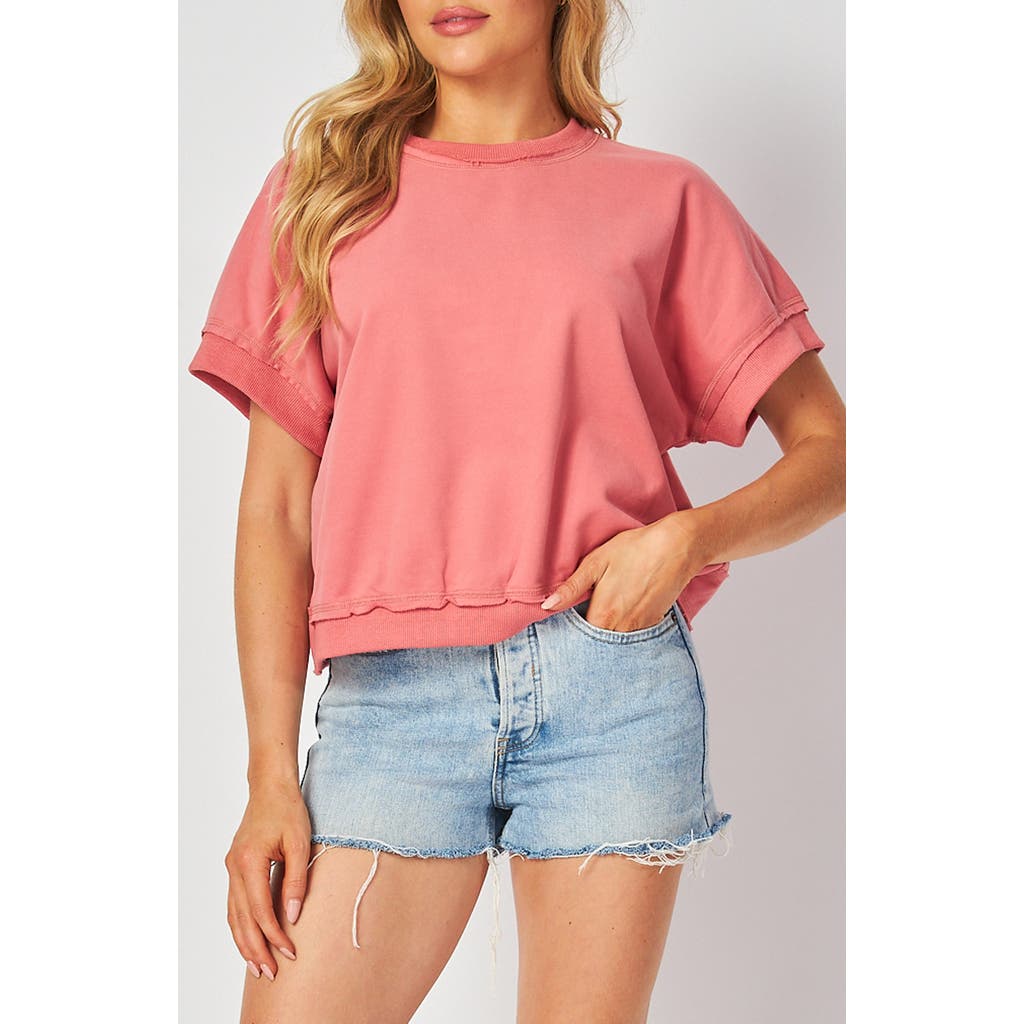 Bluegrey Short Sleeve Curved Back Sweatshirt In Pink