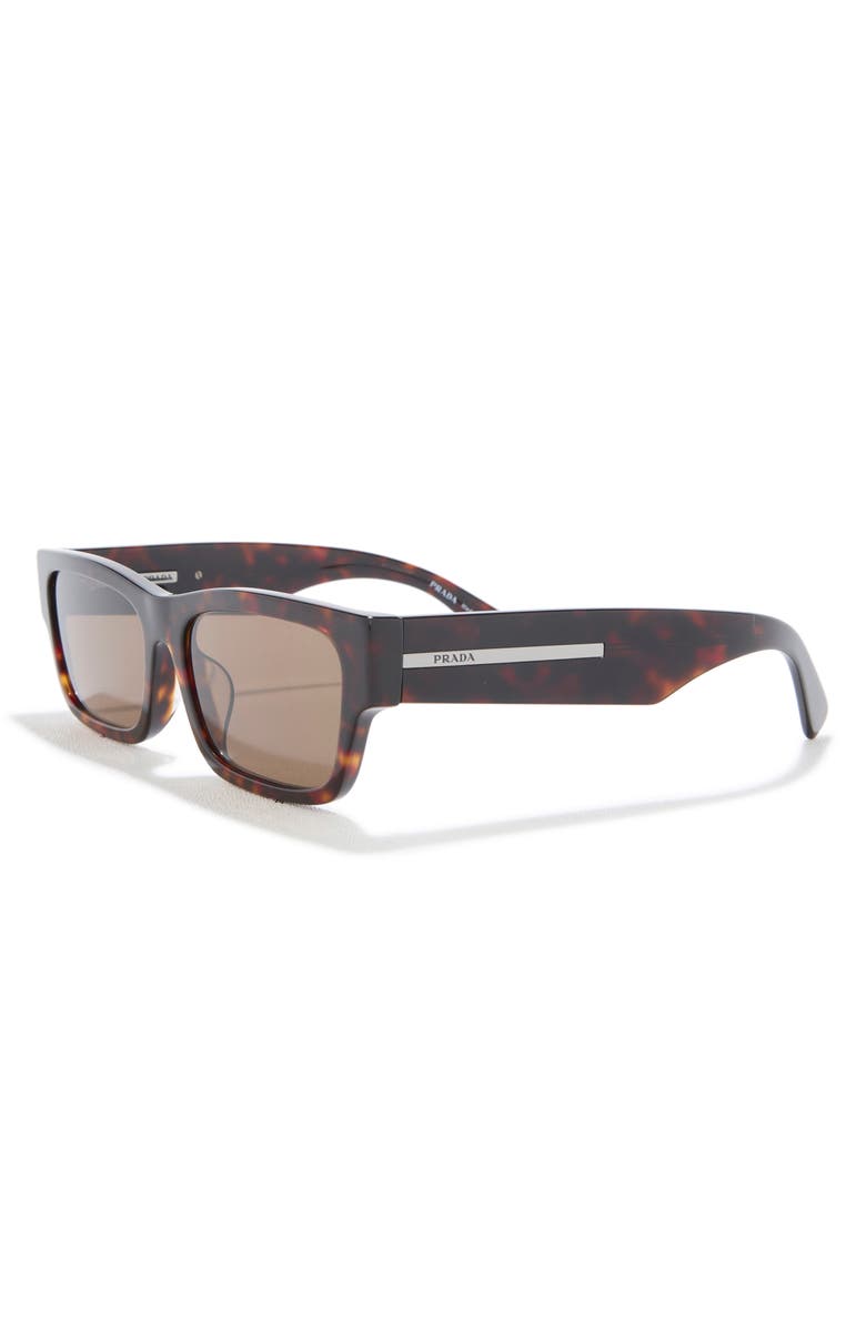 Prada 56mm Rectangular Sunglasses, Alternate, color, Brown