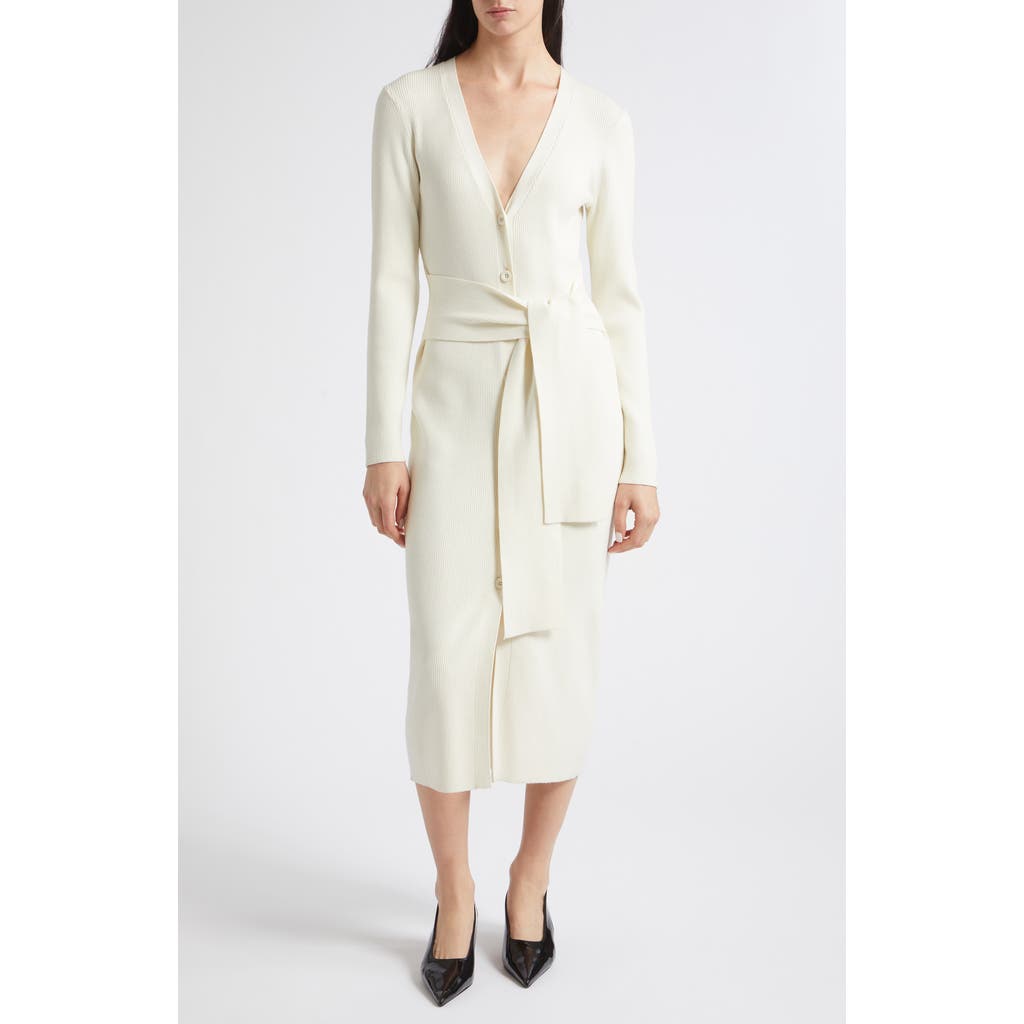 Toccin Lara Long Sleeve Cardigan Dress In Ivory