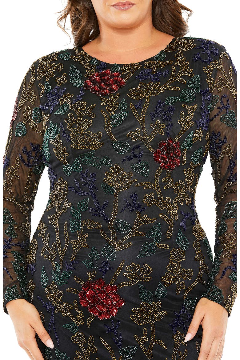 High Neck Beaded Embellished Gown, Alternate, color, Black Multi