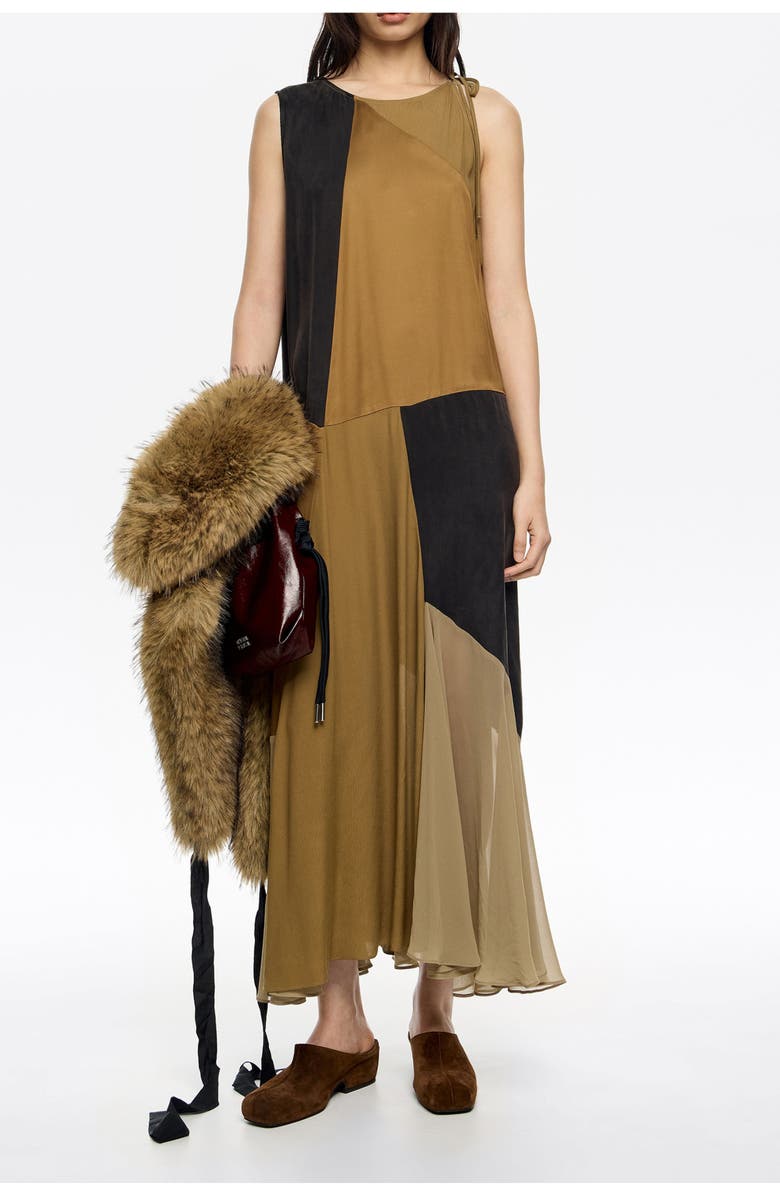 Bimba y Lola Patchwork Dress, Alternate, color, Camel