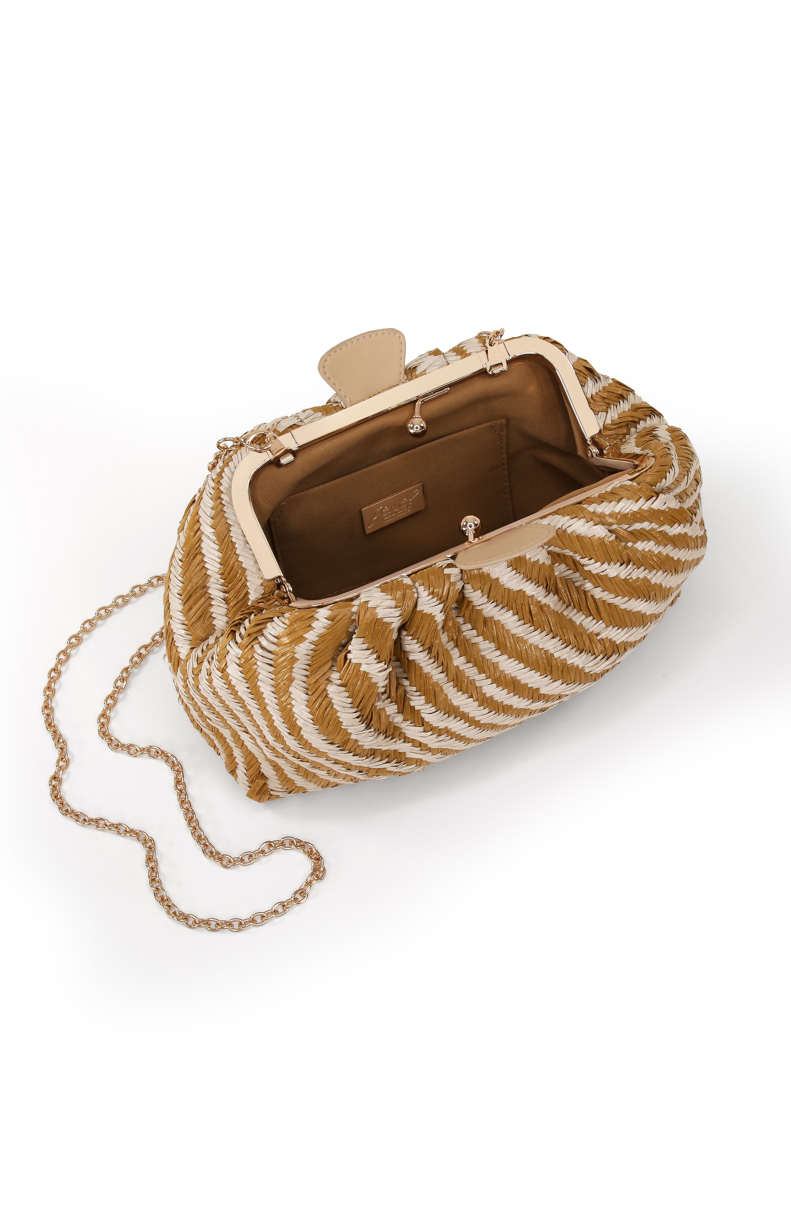 Jewel Badgley Mischka Indigo Tiger Jacquard Raffia Pouch Clutch, Alternate, color, Natural Combo