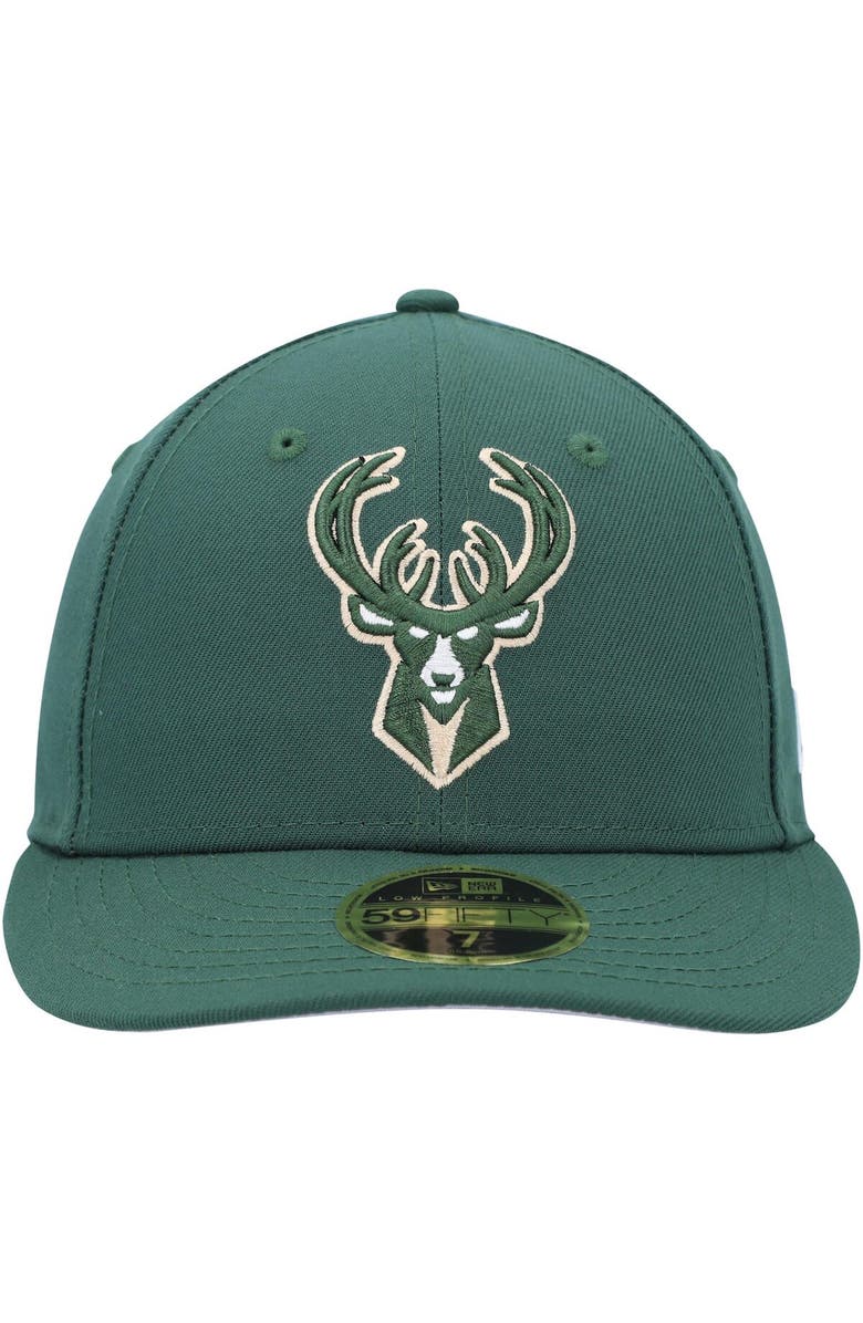 New Era Men's New Era Hunter Green Milwaukee Bucks Team Low Profile 59FIFTY Fitted Hat, Alternate, color,