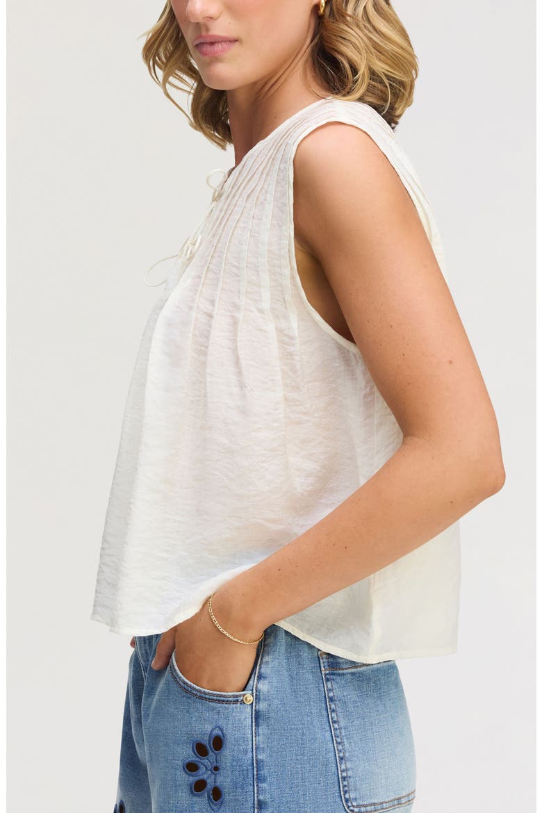 Pintuck Sleeveless Top, Alternate, color, ECRU