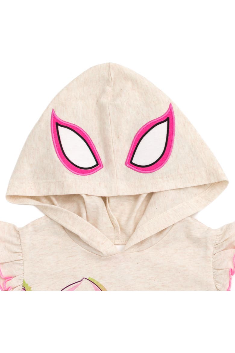 Spidey and His Amazing Friends Ghost-Spider Cosplay 2-Piece Sleeveless Hoodie and Shorts Set, Alternate, color, Oatmeal Ghost Spider