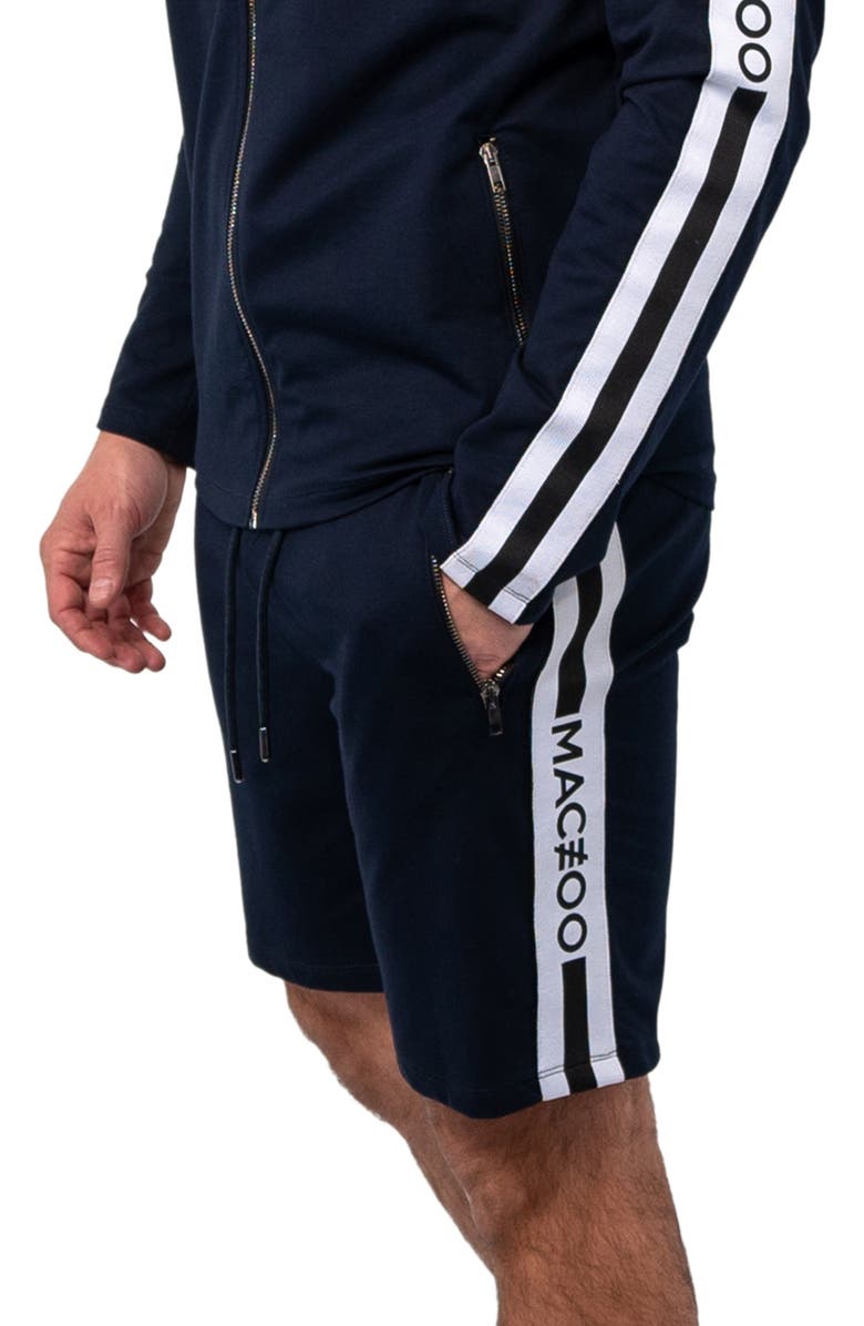 Maceoo Track Blue Stretch Cotton Shorts, Alternate, color,