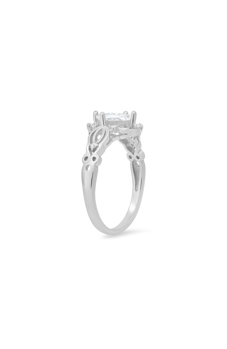 Queen Jewels Sterling Silver Princess Cut Cubic Zirconia Ring, Alternate, color, Silver