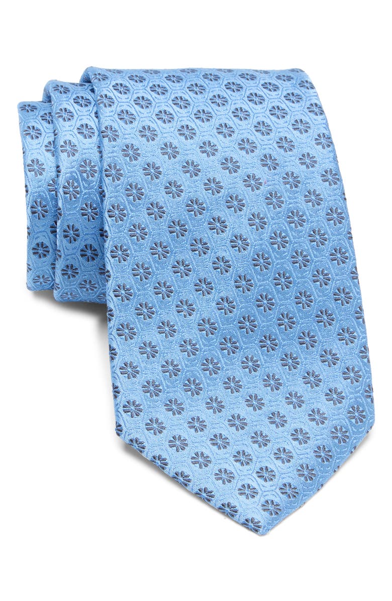 Duchamp Printed Silk Tie, Main, color, Light Blue