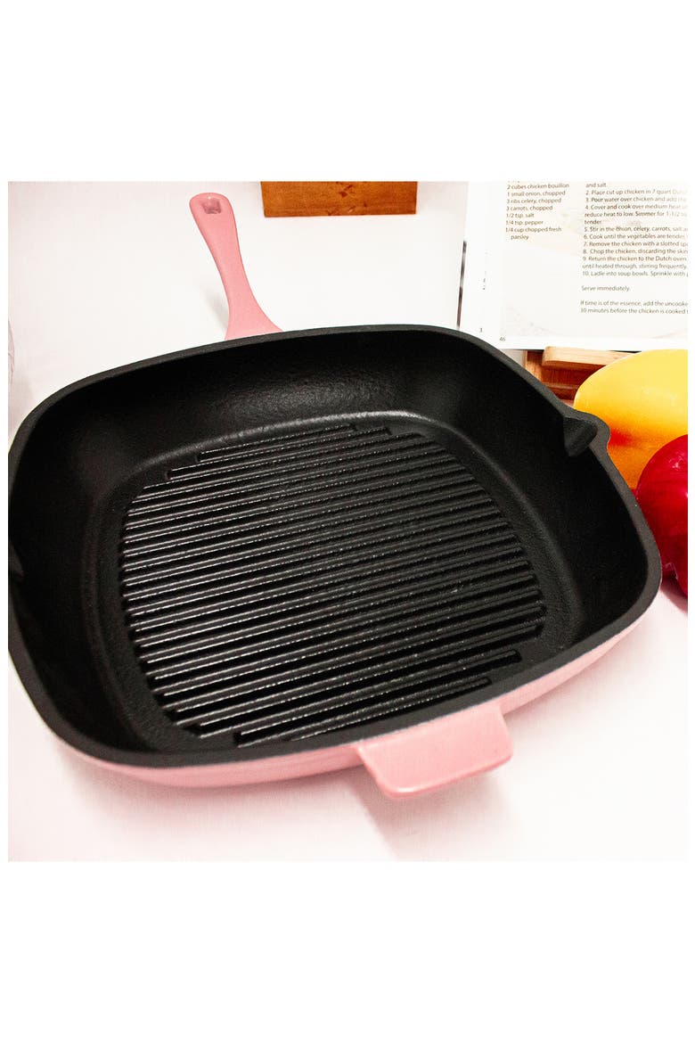Pink Neo Cast Iron 11" Square Grill Pan, Alternate, color, PINK