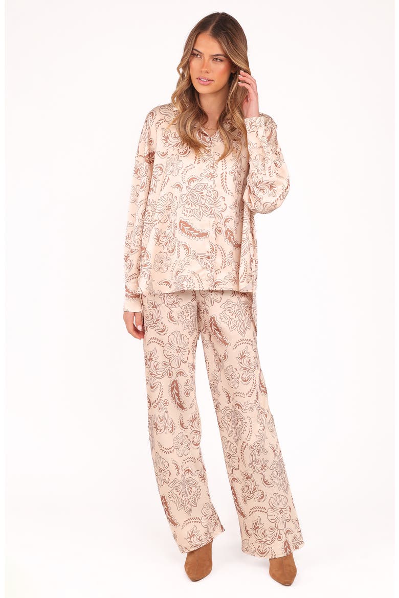 Rosalie Pull-On Satin Wide Leg Pants, Alternate, color, BROWN PAISLEY