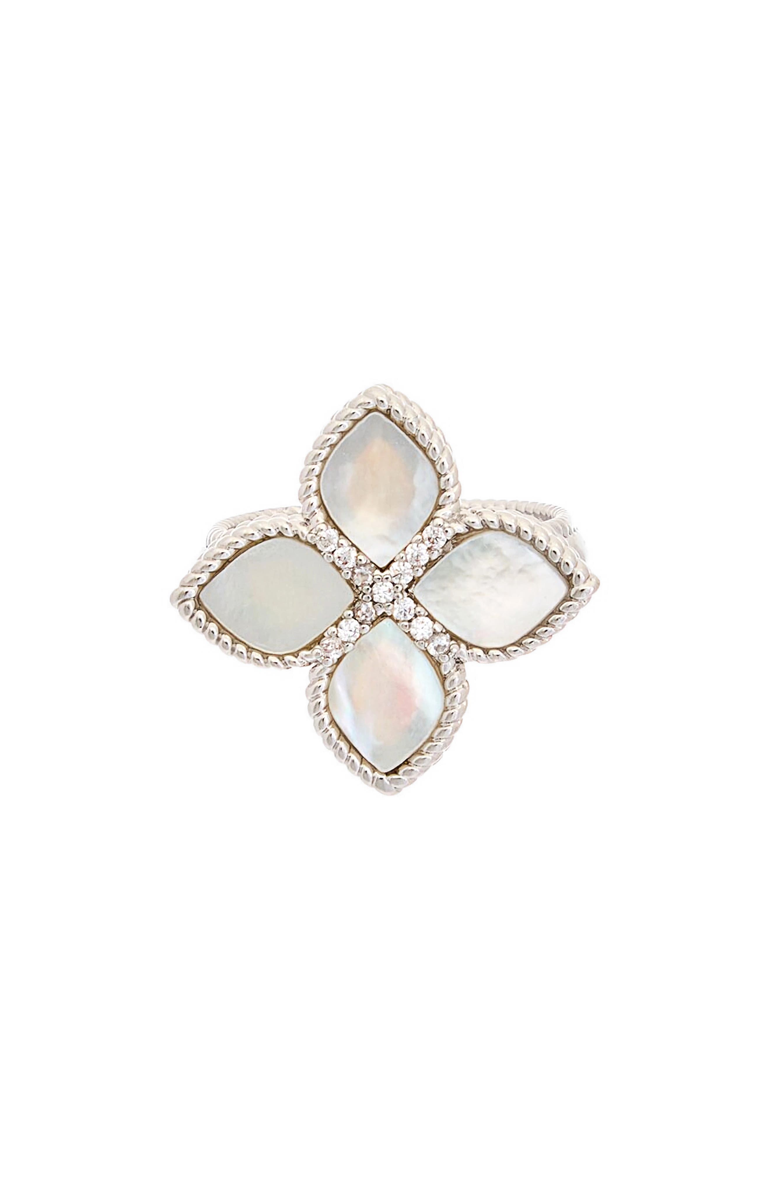 Juvell Mother-of-Pearl & Cubic Zirconia Floral Ring