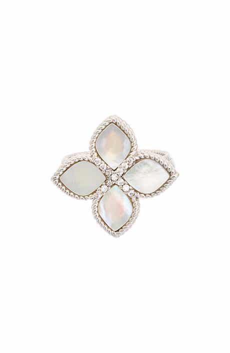 Juvell Mother-of-Pearl & Cubic Zirconia Floral Ring