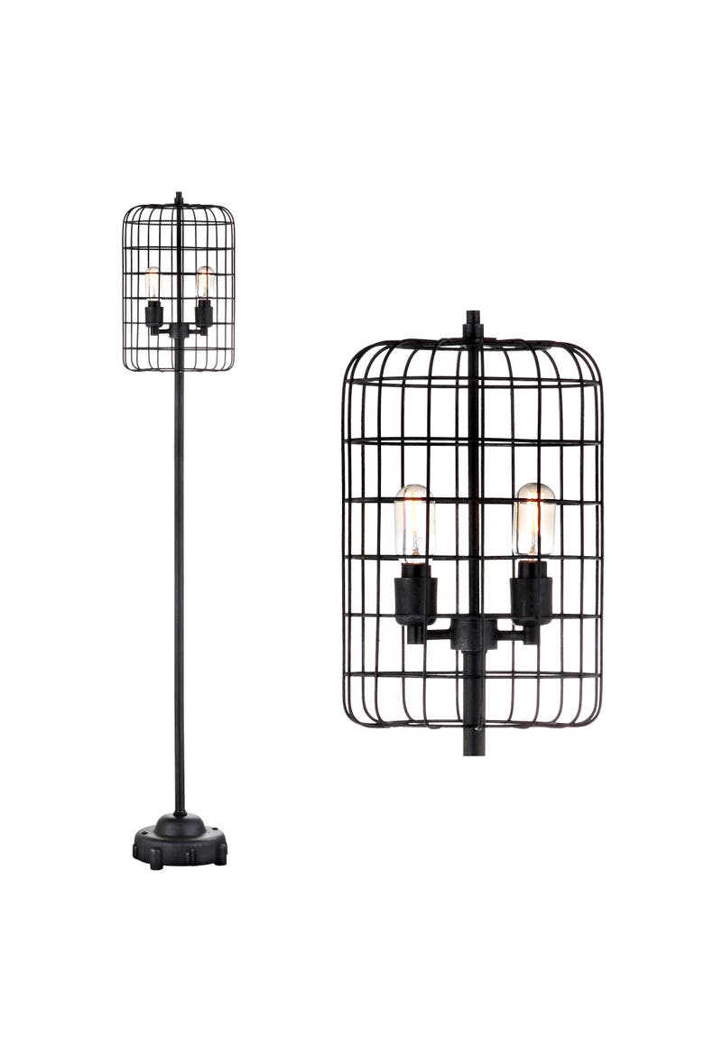 Odette 65" Industrial Metal Floor Lamp, Black/Silver, Main, color, Black/Silver
