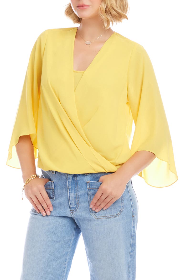 Drape Crossover Crepe Top, Alternate, color, LEMON