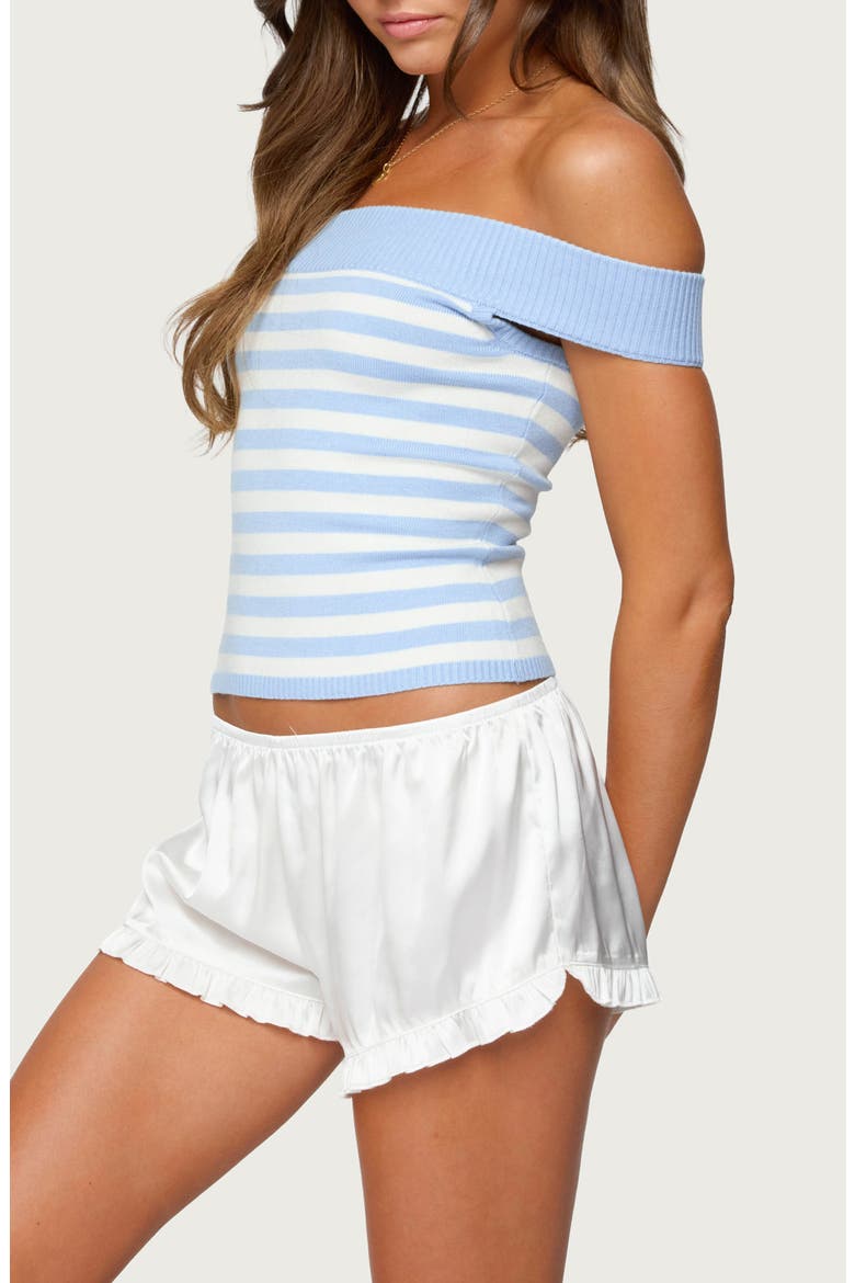 Deni Stripe Off the Shoulder Knit Top, Alternate, color, LIGHT-BLUE