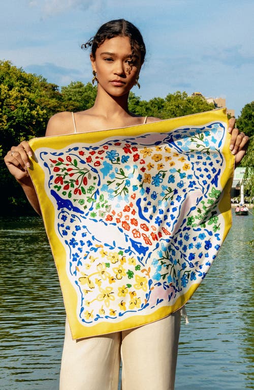 Jessie Zhao New York Yellow Garden Double Sided Silk Scarf In Yellow