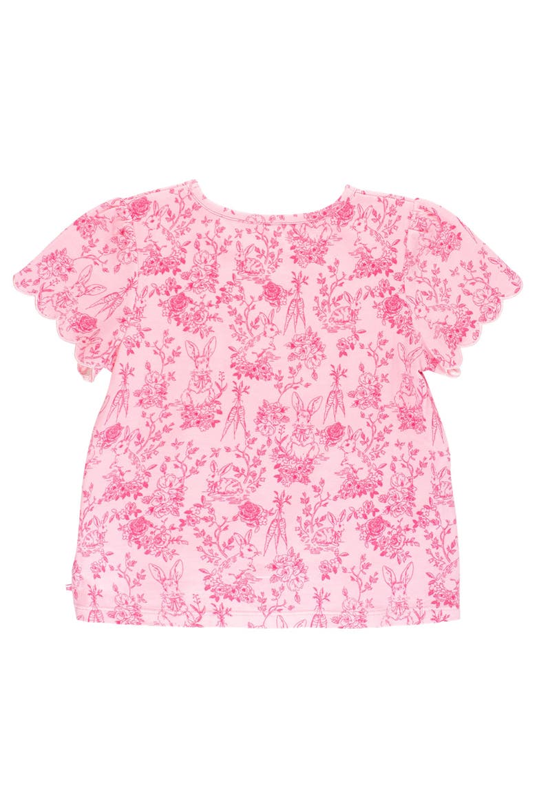 Girls Short Sleeve Scallop Tee, Alternate, color, Pink Cottontail Toile