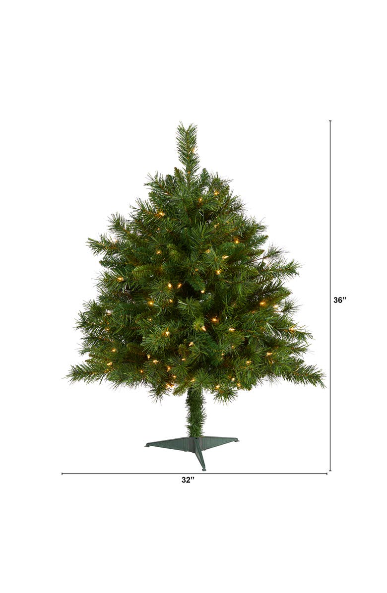 NEARLY NATURAL 3-ft Wyoming Mixed Pine Artificial Christmas Tree with 150 Clear Lights and 270 Bendable Branches, Alternate, color, Green