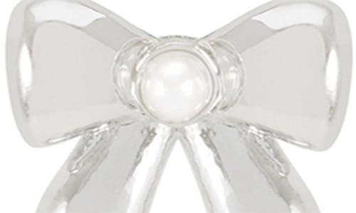 Estella Bartlett Faux Pearl Bow Stud Earrings In Metallic