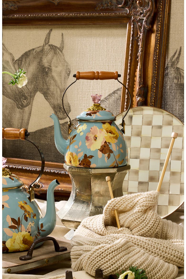 Wild Rose Slate 2-Quart Tea Kettle, Alternate, color, BLUE