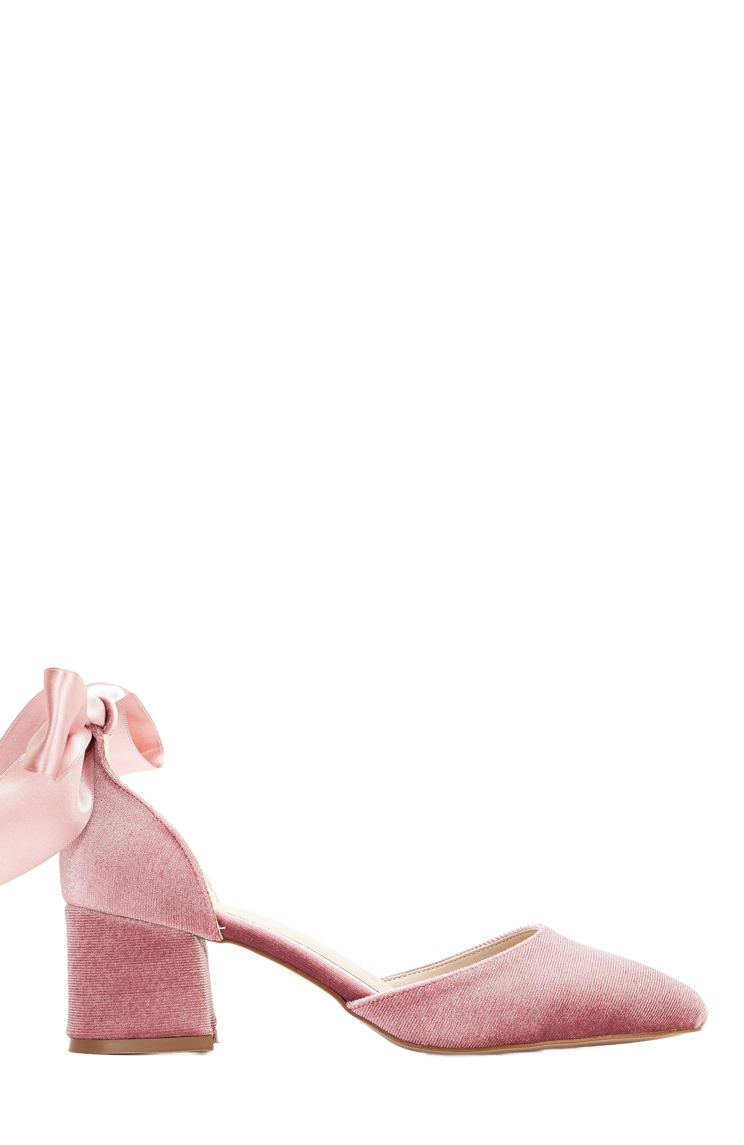 Forever & Always Shoes Fiona Low Block Heels with Ribbon, Main, color, Rose Velvet