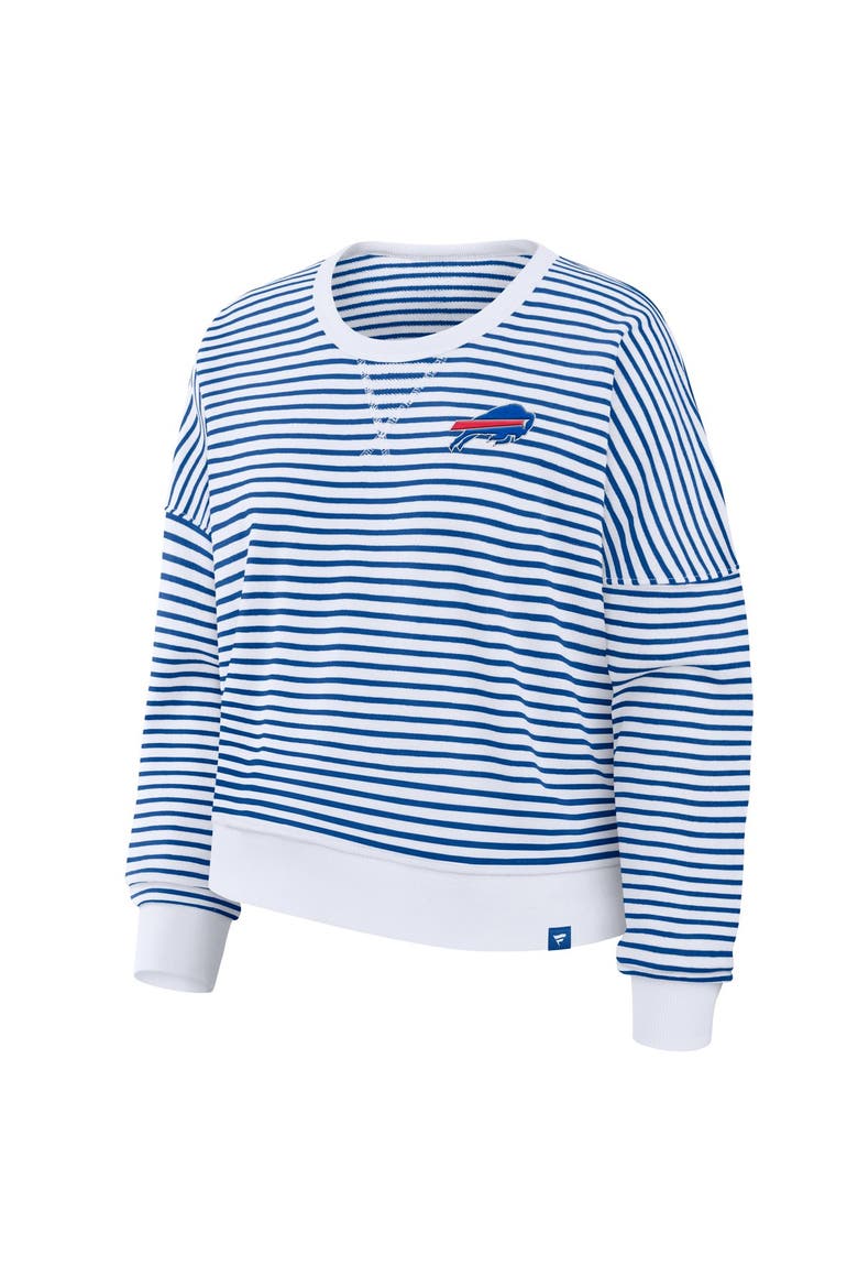 Women's Fanatics White/Royal Buffalo Bills Striped Oversized French Terry Sweatshirt, Alternate, color, White