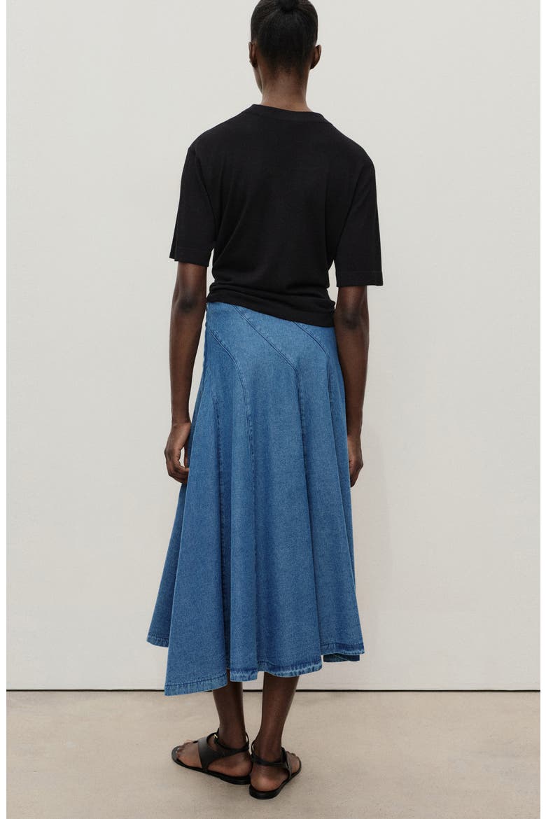 Denim Paneled Midi Skirt, Alternate, color, MEDIUM BLUE