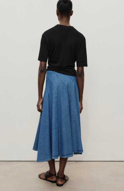 Mango Denim Midi-skirt With Stitching In Blue