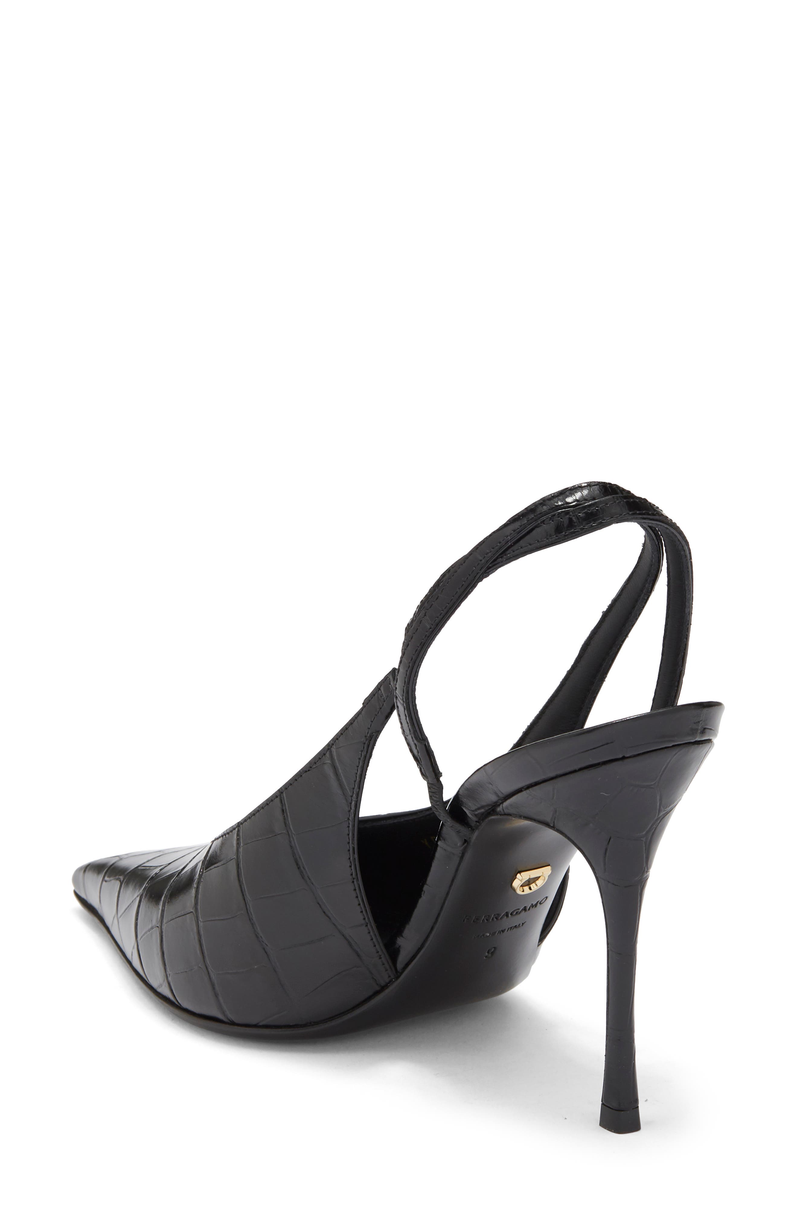 Cressy Pointed Toe Slingback Pump, Alternate, color, NERO VERN SETA PAINT