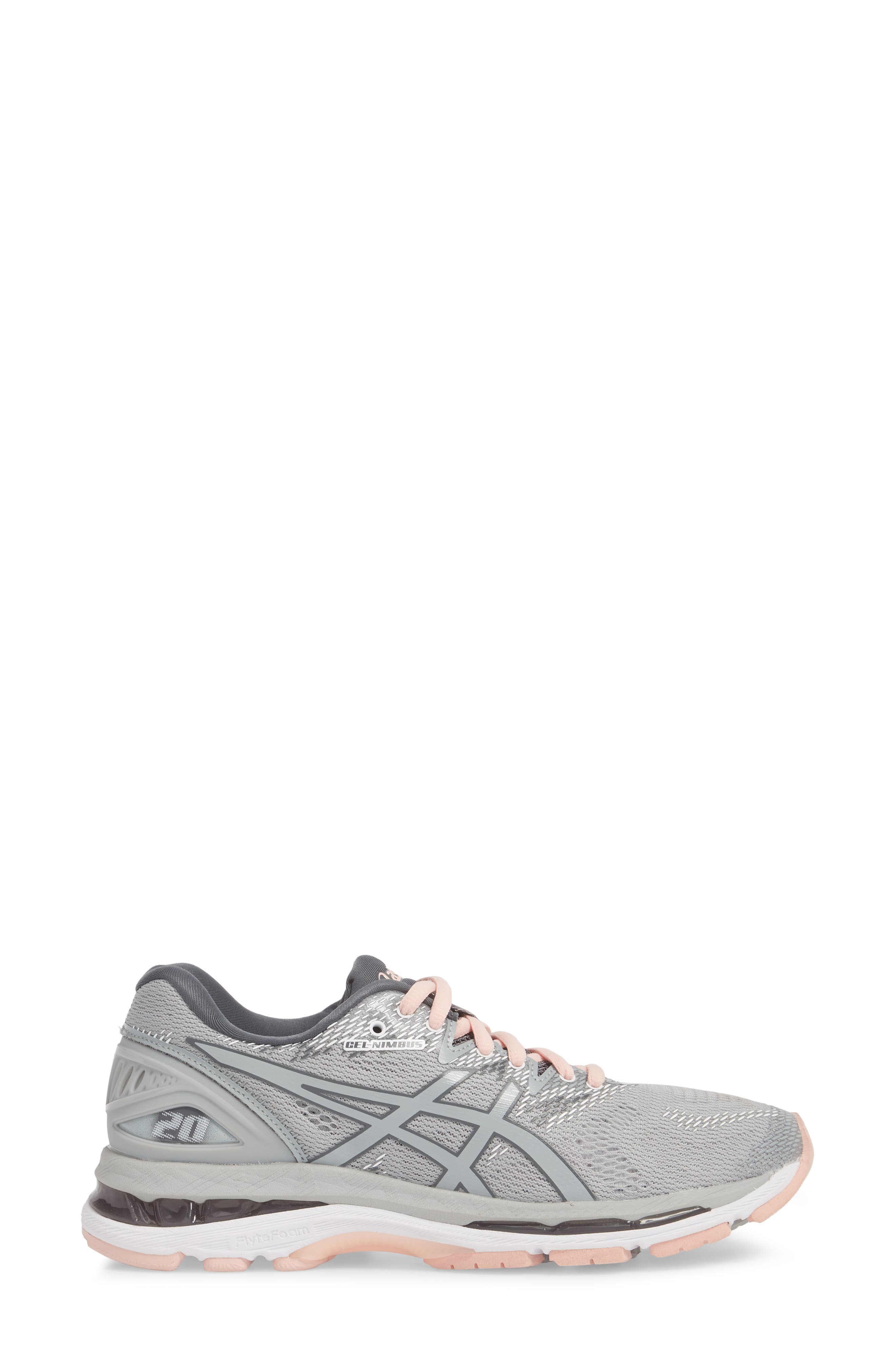 GEL®-Nimbus 20 Running Shoe, Alternate, color, MID GREY/ SEASHELL PINK
