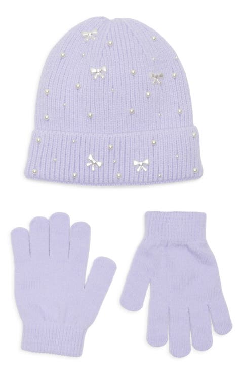 Kids' Embellished Beanie & Gloves Set (Big Kid)