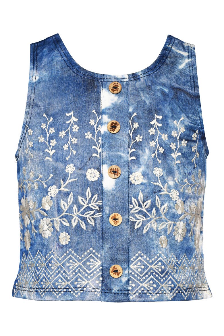Kids' Embroidered Sleeveless Cotton Top, Main, color, BLUE MULTI
