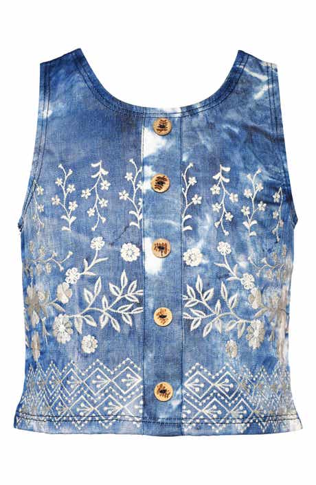 Kids' Embroidered Sleeveless Cotton Top
