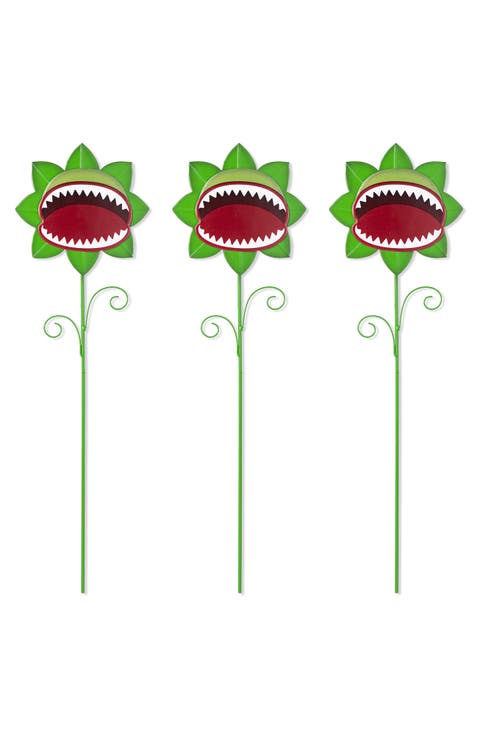 Set of 3 Halloween Metal Chomper Yard Stake