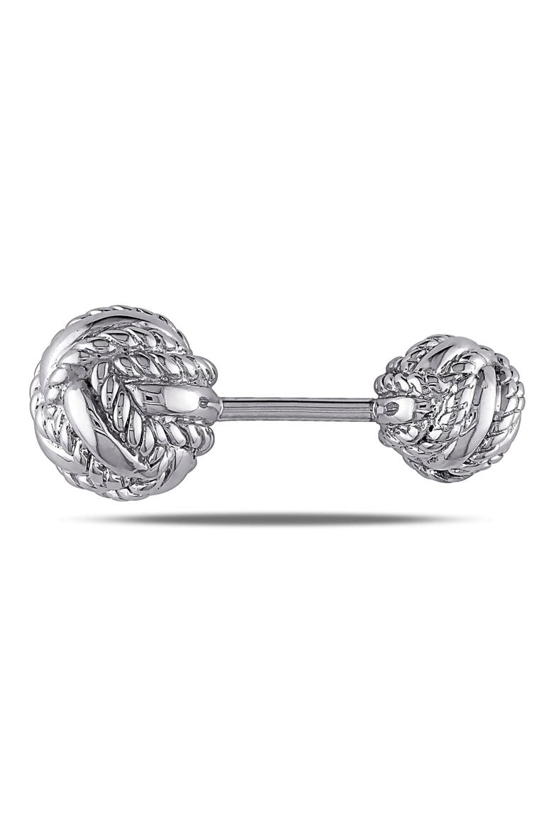 Knot Cuff Links, Alternate, color, SILVER