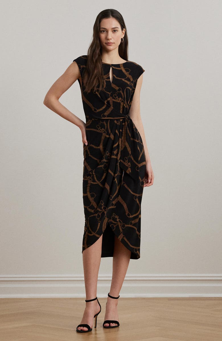 Lauren Ralph Lauren Printed Jersey Faux Wrap Dress, Alternate, color, 