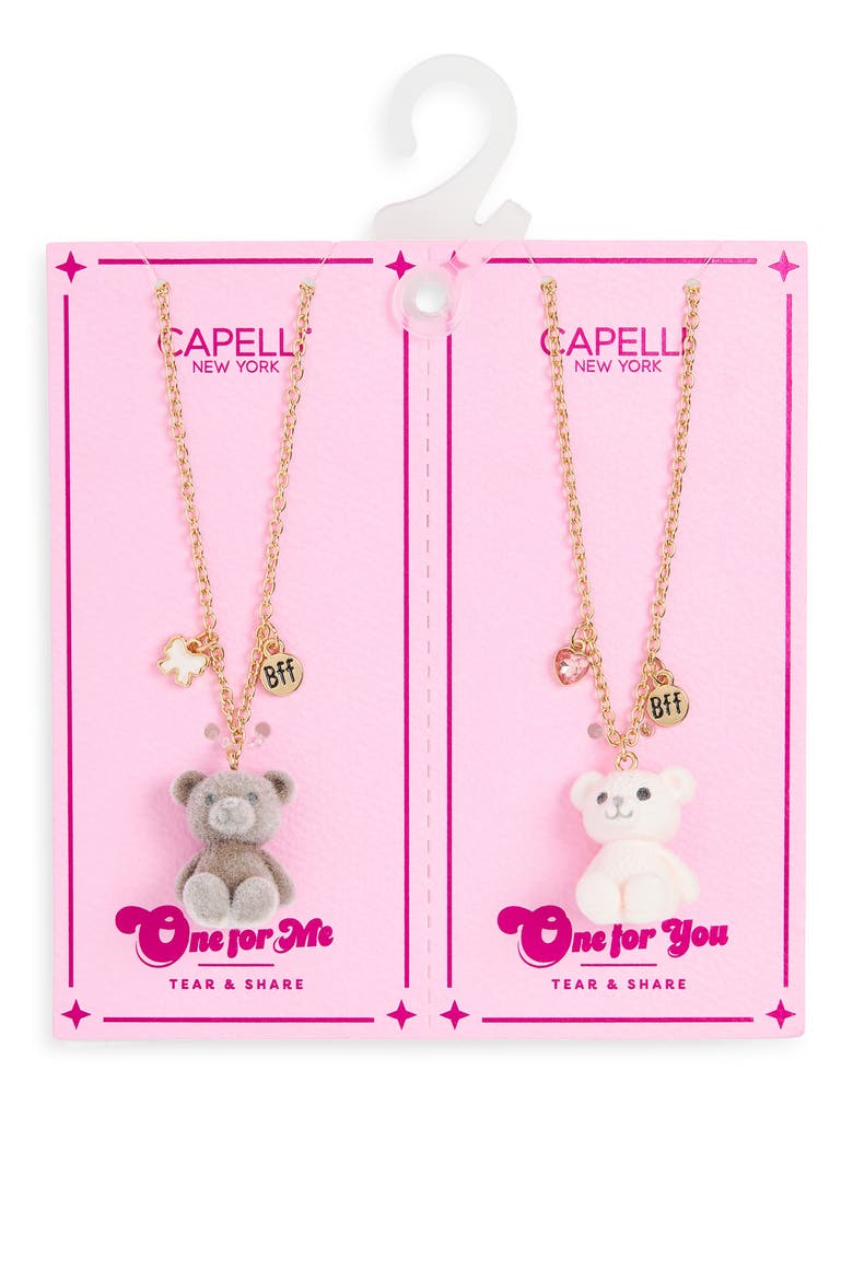 Kids' Tear & Share 2-Pack Assorted Bear Necklaces, Main, color, WHITE MULTI
