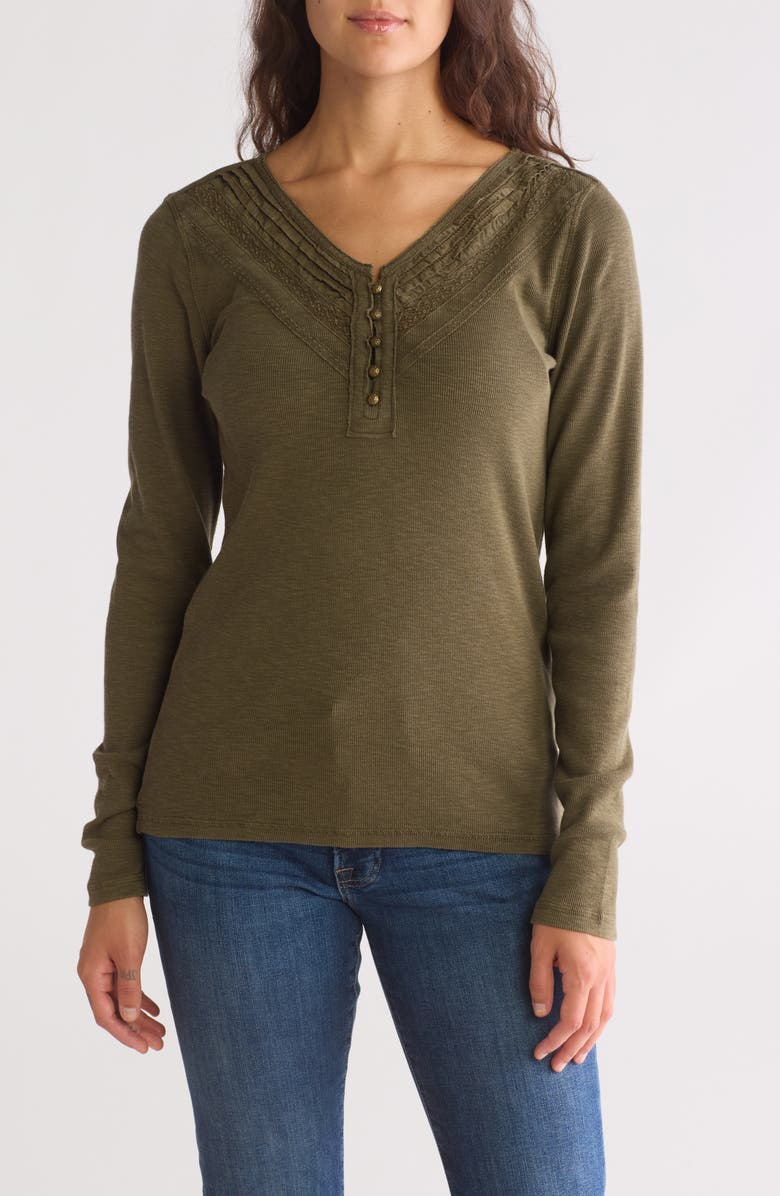 Lucky Brand Lace Trim Henley, Main, color, Grapeleaf
