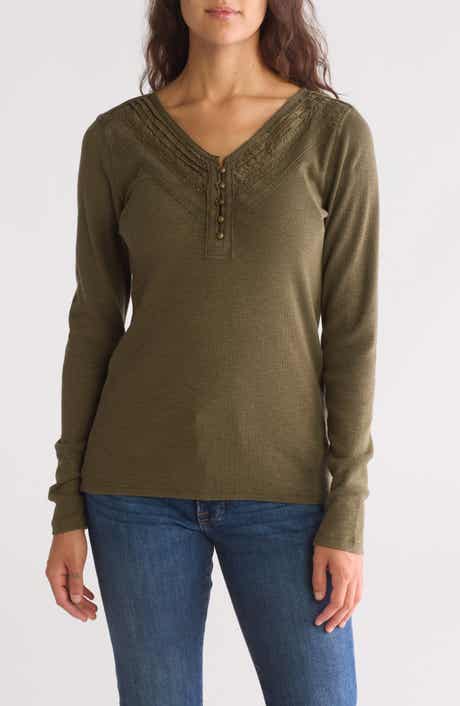 Lucky Brand Lace Trim Henley