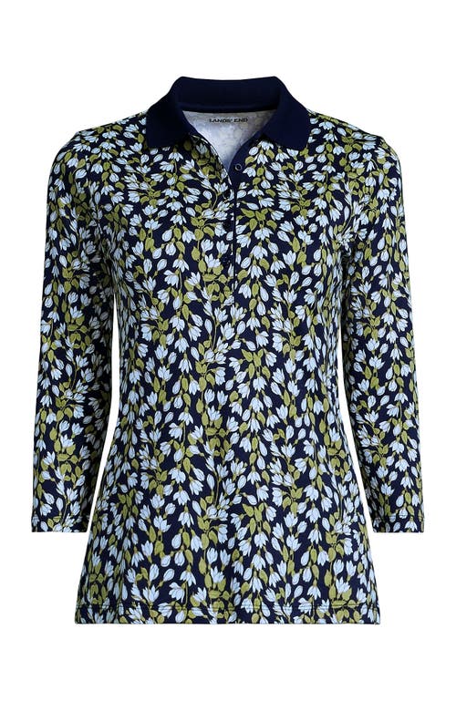 Lands' End 3/4 Sleeve Supima Cotton Polo Shirt In Multi