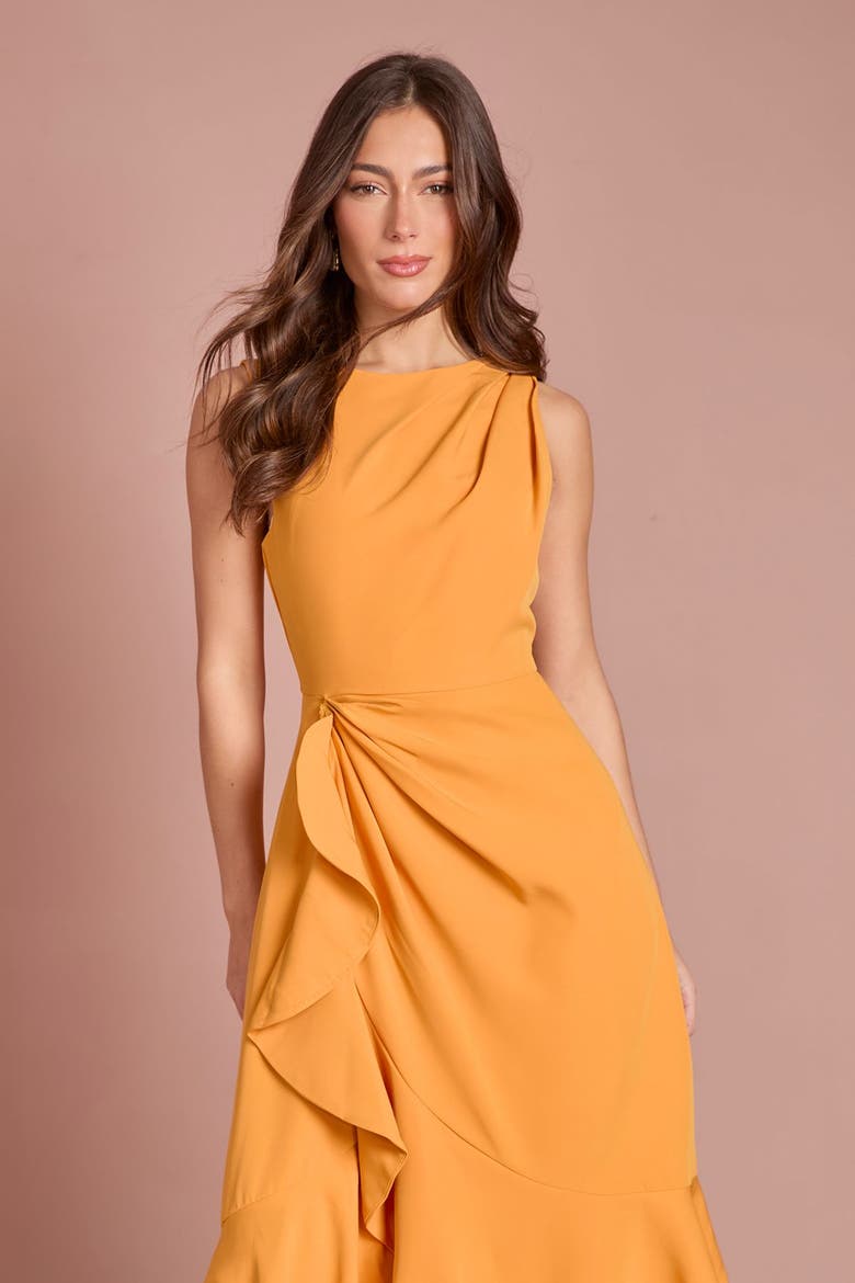 Crepe Ruffle Low Back Dress, Alternate, color, Orange