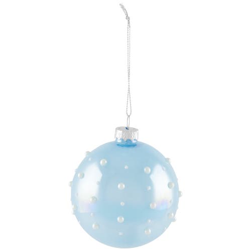 Northlight Shiny Glass Ball Christmas Ornaments With Pearl Drops In Blue