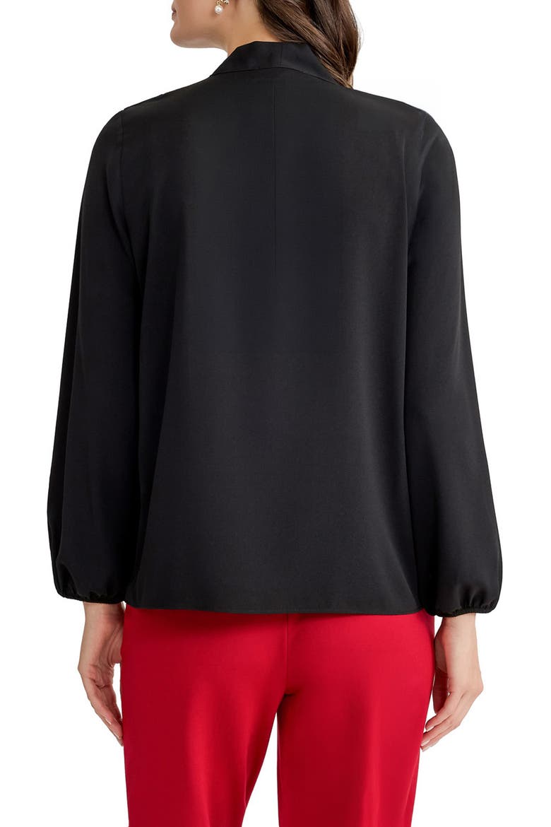 Ruffle Tie Neck Top, Alternate, color, BLACK