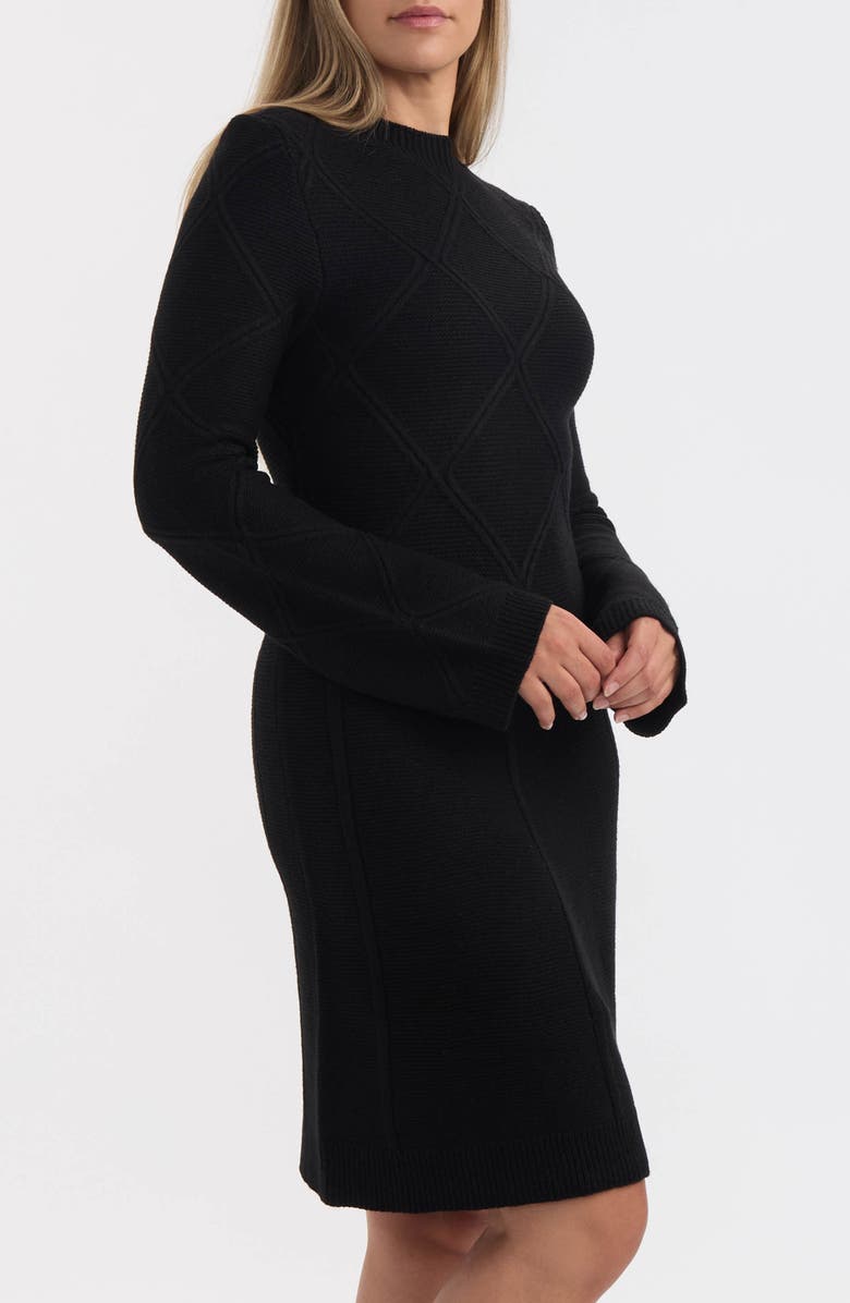 Ellen Tracy Mock Neck Long Sleeve Sweater Dress, Alternate, color, Black