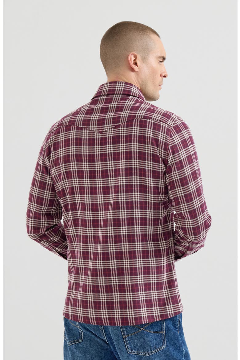 Cotton and lyocell tartan flannel western shirt, Alternate, color, Blueberry