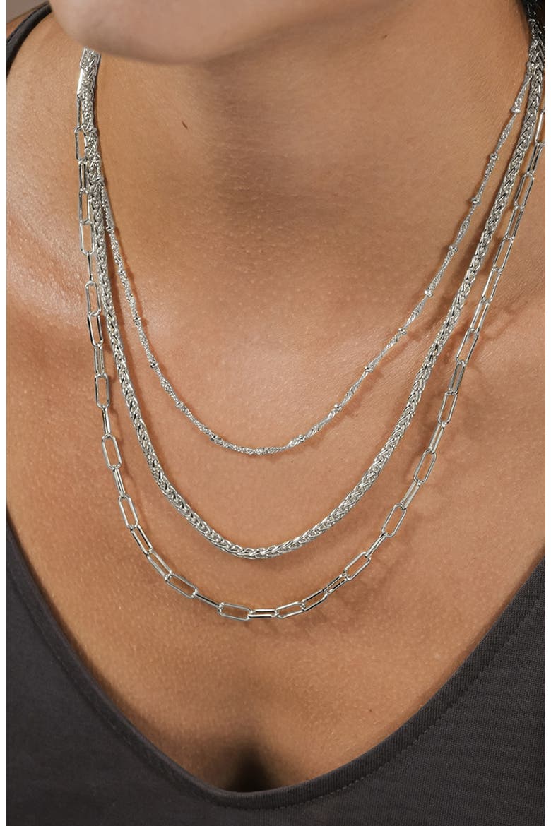 Parisa Layered Chain Necklace, Alternate, color, SILVER