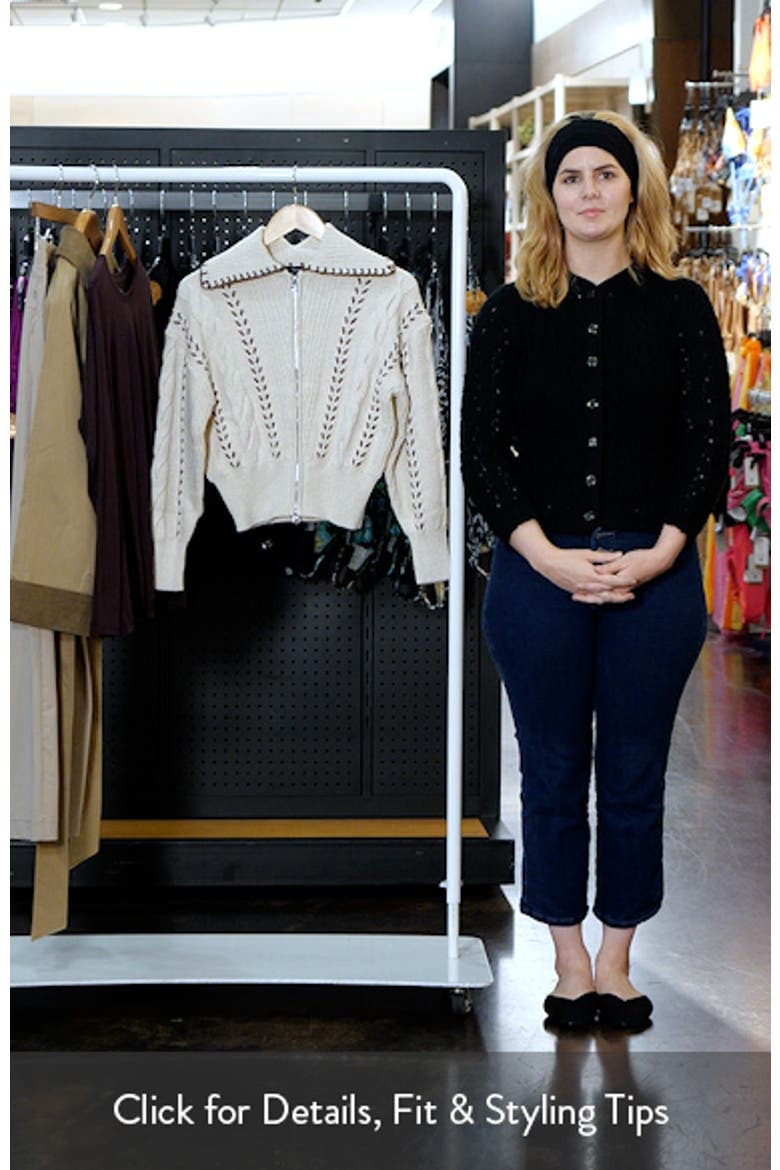 Lune Whipstitch Detail Cotton Blend Bomber Sweater video